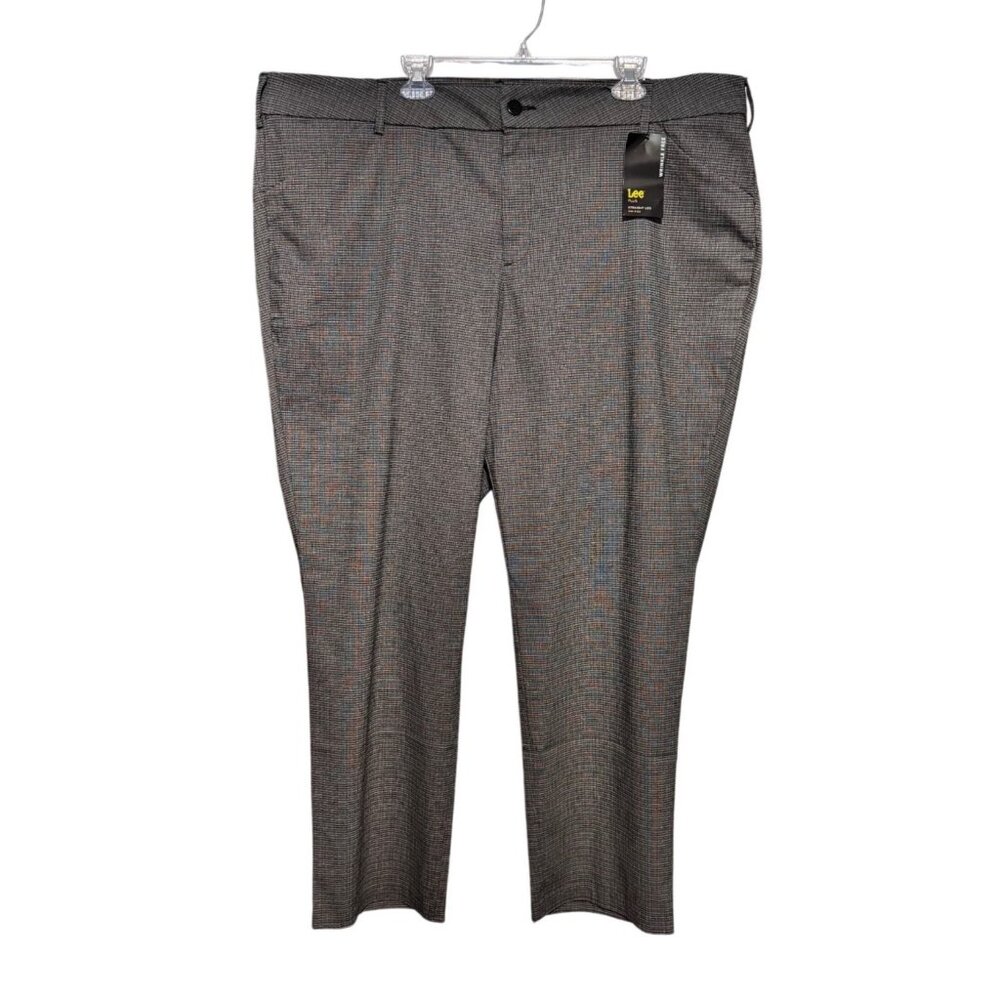 Lee Plus Size 26W Black White Straight Leg Wrinkle-Free Dress Pants Career NWT